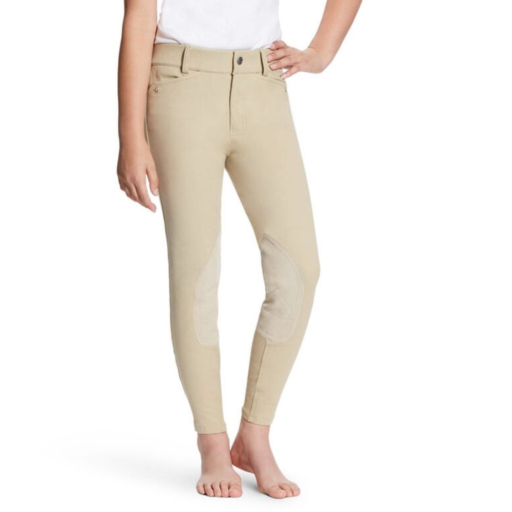 Ariat kids girls Knee Patch Breeches Equestrian English riding pants in tan